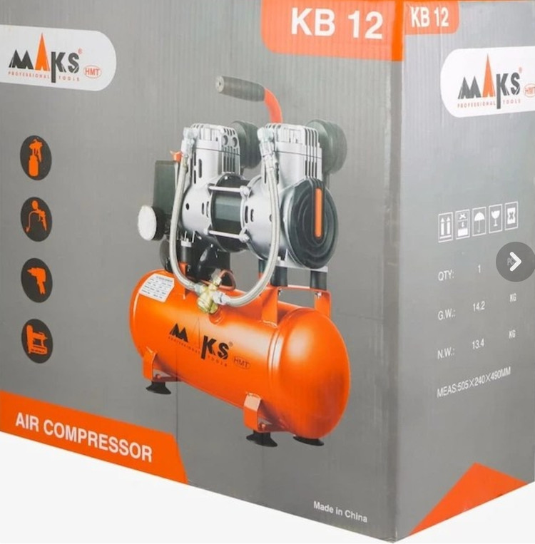 کمپرسور باد سایلنت مکس مدل KB12 ظرفیت 12 لیتر بدون روغن