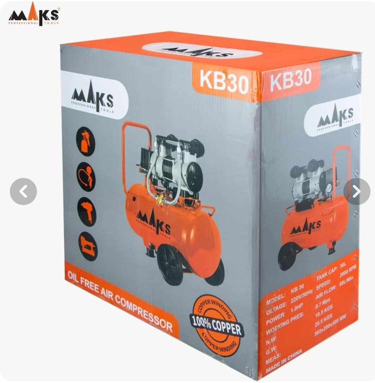 کمپرسور باد سایلنت مکس مدل KB30 ظرفیت 30 لیتر بدون روغن